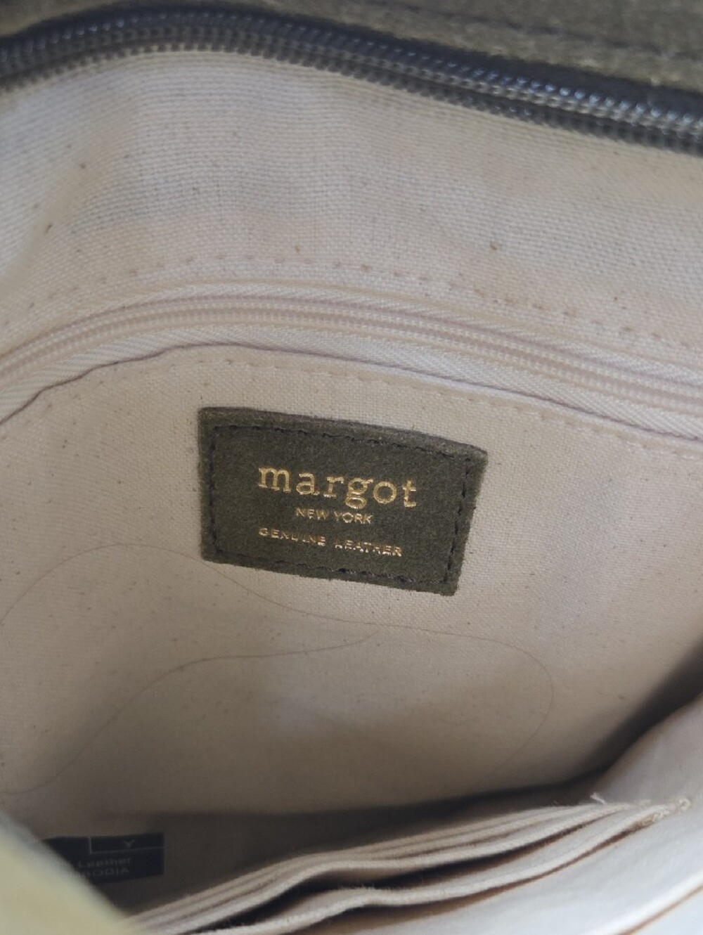 margot Olive Green Suede Slim Crossbody Bag - Picture 5 of 9